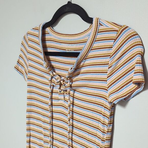 American Eagle Striped V Neck Blouse - Picture 4 of 6